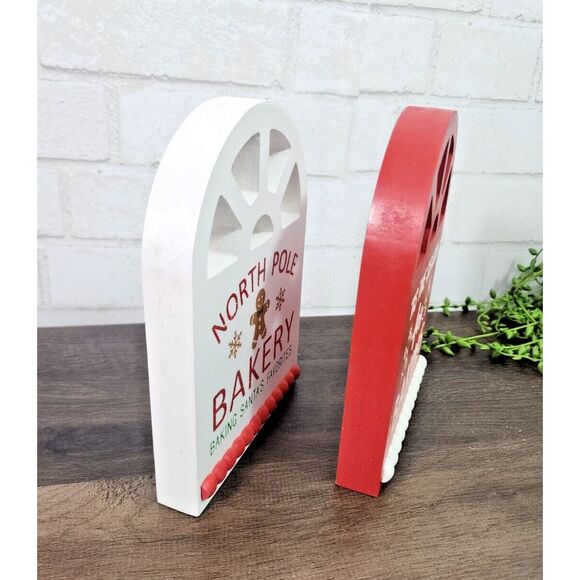 Gingerbread Bakery Baking Christmas Signs 2 Pc Set Wooden Tabletop 8.25" NEW‎ - Picture 5 of 7